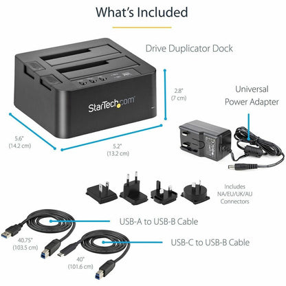 StarTech.com Standalone Hard Drive Duplicator, External Dual Bay HDD/SSD Cloner/Copier, USB 3.1 to SATA Drive Docking Station, Disk Cloner SDOCK2U313R