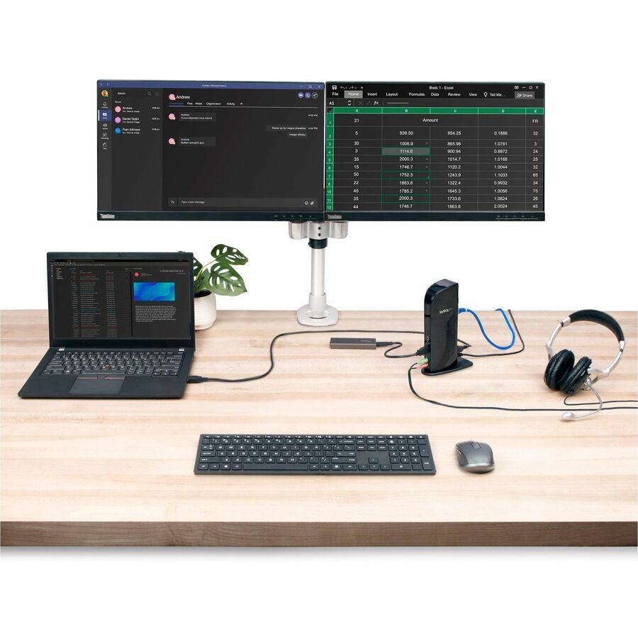 StarTech.com Dual Monitor USB 3.0 Laptop Docking Station with HDMI & DVI/VGA, 6x USB-A Hub, GbE, Audio, Universal Type-A Dock for Win/Mac USB3SDOCKHD