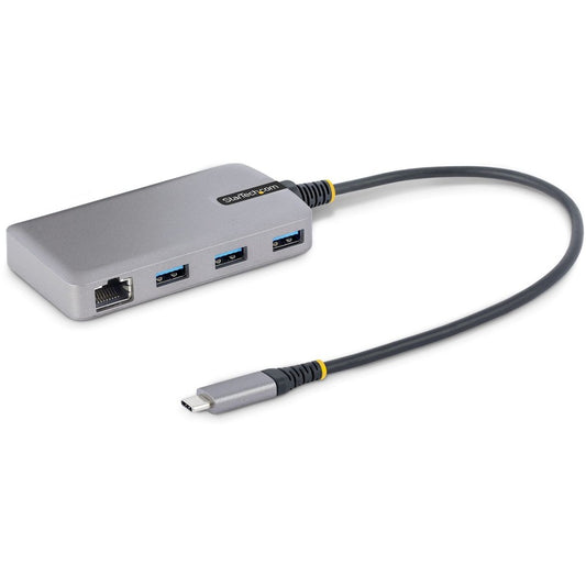 StarTech.com Hub USB-C 3 ports avec Ethernet, 3 ports USB-A, GbE, 5 Gbit/s, alimentation par bus, câble de 30 cm, hub d'extension USB Type-C portable 5G3AGBB-USB-C-HUB