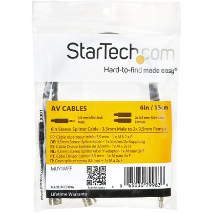 StarTech.com Stereo Splitter Cable - Phono Stereo 3.5mm (M) - Phono 2x Stereo (F) - 6in MUY1MFF