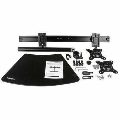 StarTech.com Support pour écran double, horizontal, pour écrans VESA jusqu'à 24 pouces (17,6 lb/8 kg), noir, support d'écran réglable, acier et aluminium ARMBARDUO