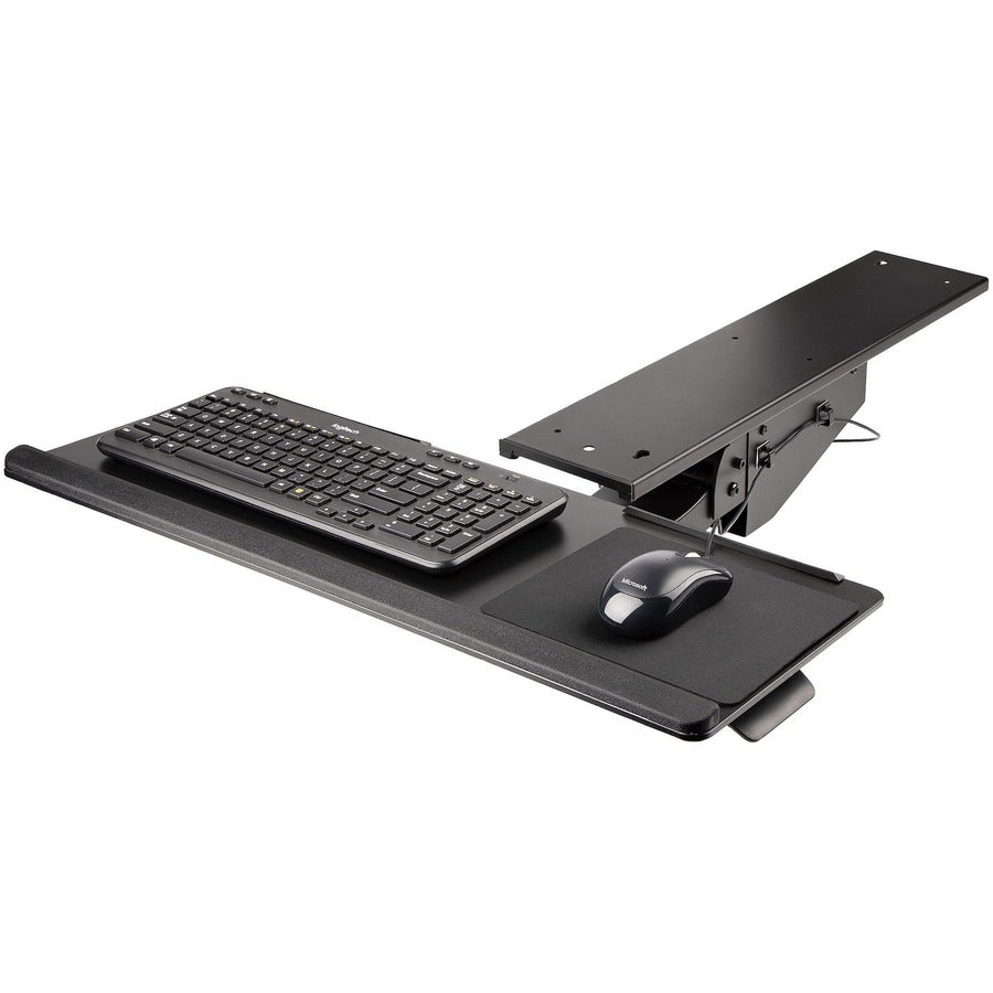StarTech.com Plateau de clavier sous le bureau, plateau de clavier et de souris réglable en hauteur (10" x 26"), plateau de clavier d'ordinateur ergonomique avec tapis de souris KBTRAYADJ2