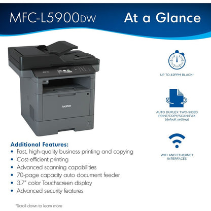 Brother MFC-L5900DW Wireless Laser Multifunction Printer - Monochrome MFCL5900DW