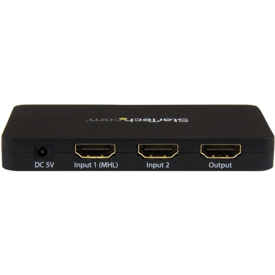 StarTech.com Commutateur vidéo automatique HDMI à 2 ports avec boîtier en aluminium et prise en charge MHL - 4K 30 Hz VS221HD4K