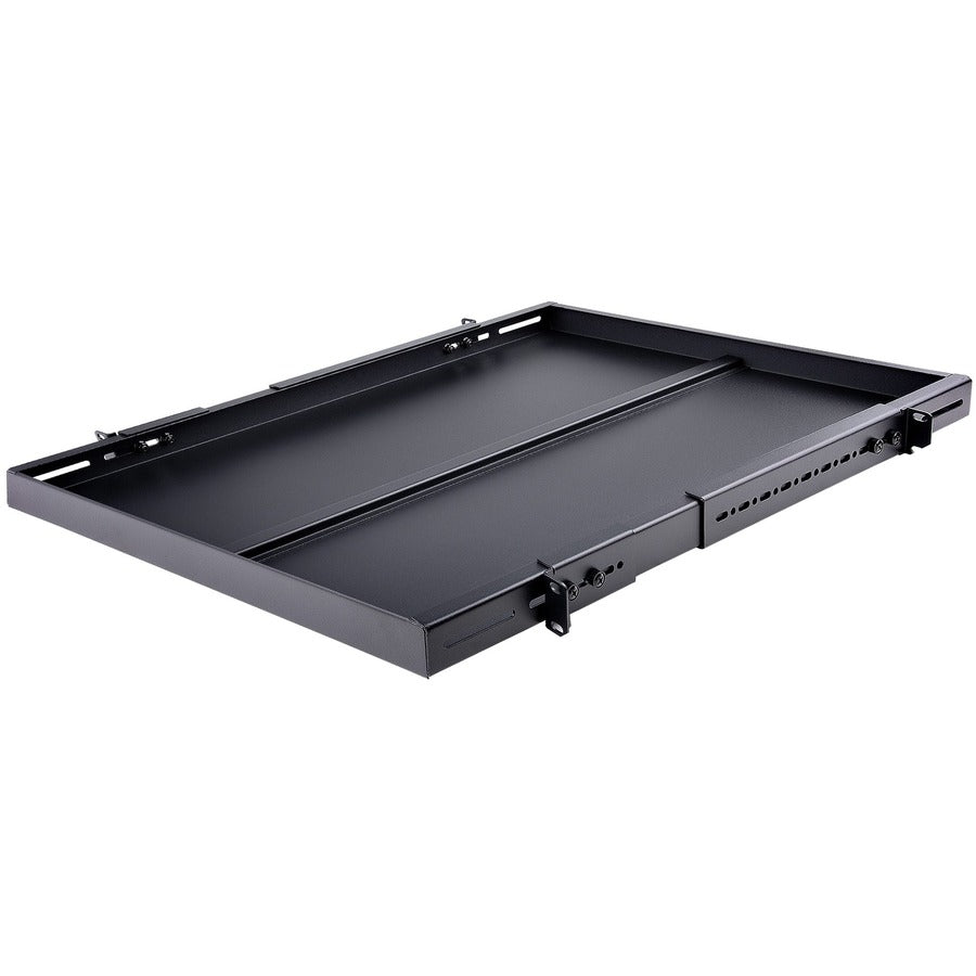 StarTech.com Étagère de montage en rack 1U à 4 montants de 19,5 à 38 pouces à profondeur de montage réglable - Étagère de rack fixe robuste - 330 lb / 150 kg - 27,5 pouces de profondeur ADJSHELFHD