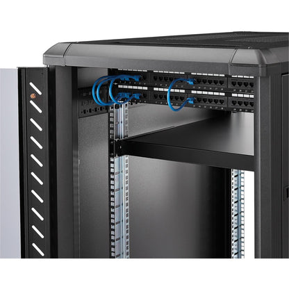 StarTech.com Étagère de montage en rack 1U à 4 montants de 19,5 à 38 pouces à profondeur de montage réglable - Étagère de rack fixe robuste - 330 lb / 150 kg - 27,5 pouces de profondeur ADJSHELFHD