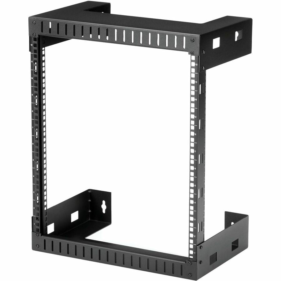 StarTech.com Rack réseau mural robuste à 2 montants 12U, rack serveur à cadre ouvert de 19 pouces pour équipement informatique, rack de données à montage mural ~ RK12WALLO