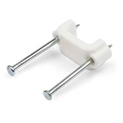 StarTech.com Lot de 100 clips de câble avec clous - Deux clous en acier - Pinces à clouer réutilisables - Clips/attaches/punaises de montage de cordon Blanc - TAA CBMDNMCC1