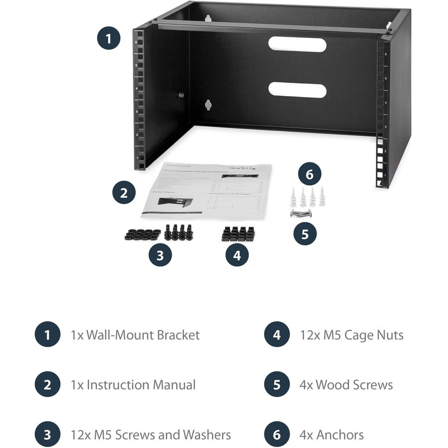StarTech.com Rack mural 6U, 35,6 cm de profondeur, rack réseau mural 48,3 cm, support de panneau de brassage mural pour commutateur/équipement informatique WALLMOUNT6