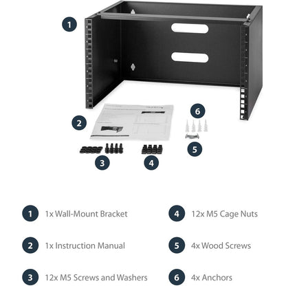 StarTech.com Rack mural 6U, 35,6 cm de profondeur, rack réseau mural 48,3 cm, support de panneau de brassage mural pour commutateur/équipement informatique WALLMOUNT6