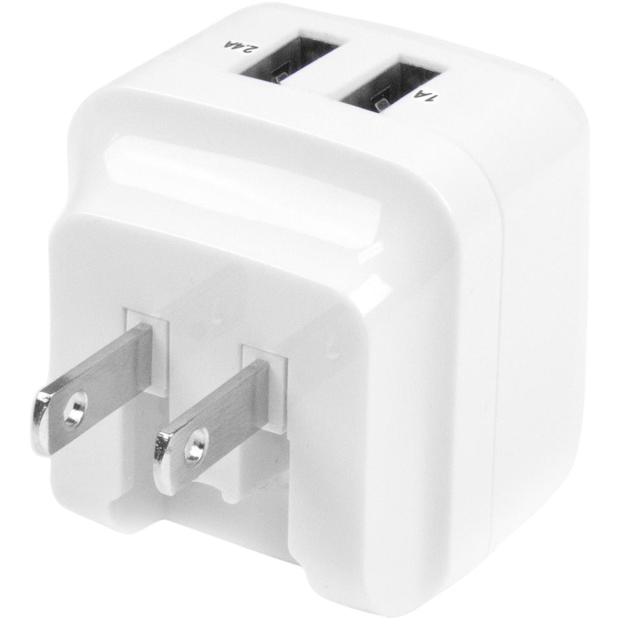 Chargeur mural USB de voyage Star Tech.com - 2 ports - Blanc - Adaptateur de voyage universel - Adaptateur secteur international - Chargeur USB USB2PACWH