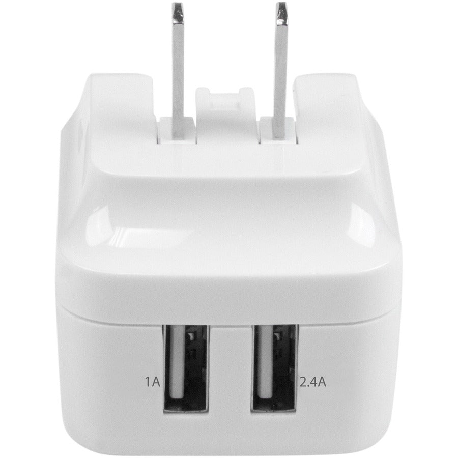 Chargeur mural USB de voyage Star Tech.com - 2 ports - Blanc - Adaptateur de voyage universel - Adaptateur secteur international - Chargeur USB USB2PACWH