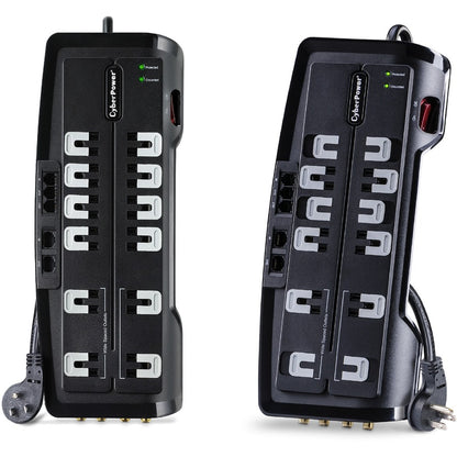 Parasurtenseur CyberPower CSHT1208TNC2 pour cinéma maison 12 prises, protection NET et AV - Boîtes marron unies CSHT1208TNC2