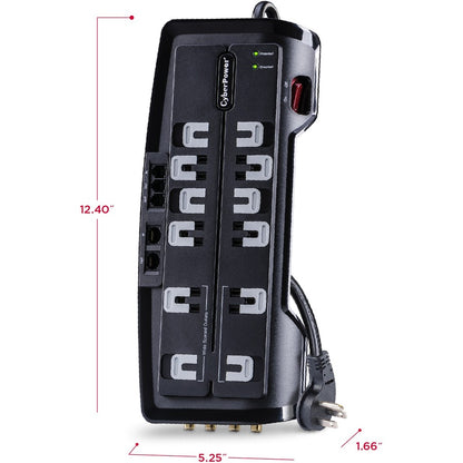 Parasurtenseur CyberPower CSHT1208TNC2 pour cinéma maison 12 prises, protection NET et AV - Boîtes marron unies CSHT1208TNC2