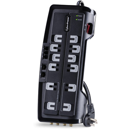 Parasurtenseur CyberPower CSHT1208TNC2 pour cinéma maison 12 prises, protection NET et AV - Boîtes marron unies CSHT1208TNC2