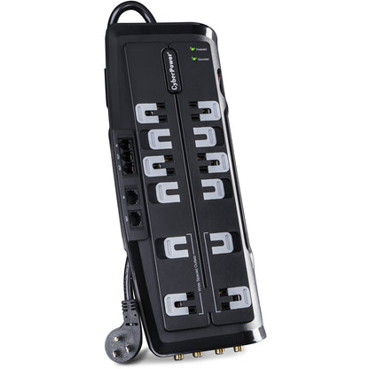 Parasurtenseur CyberPower CSHT1208TNC2 pour cinéma maison 12 prises, protection NET et AV - Boîtes marron unies CSHT1208TNC2