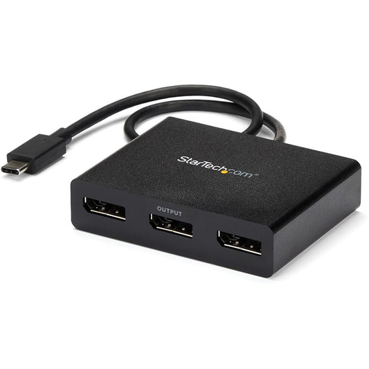 Adaptateur multi-écrans USB-C 3 ports StarTech.com, hub MST Type-C vers 3x DisplayPort 1.2, triple extension/séparateur d'écran DP 1080p, Windows MSTCDP123DP