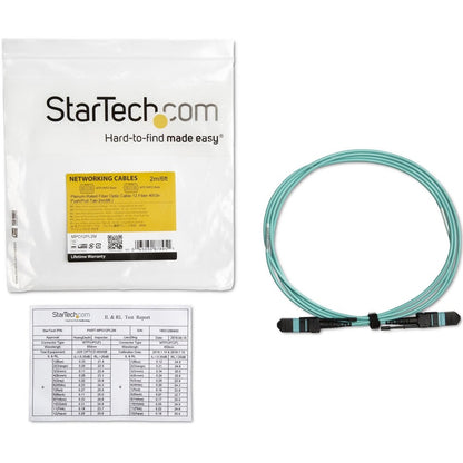 Câble à fibre optique multimode OM3 MTP(F)/PC de 2 m (6 pi), OFNP Plenum, 50/125 µm, 40G, faible perte d'insertion, cordon de raccordement à fibre optique MPO12PL2M de StarTech.com