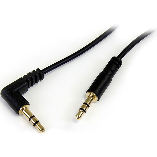 Câble audio stéréo fin 3,5 mm vers angle droit StarTech.com de 30 cm - M/M MU1MMSRA