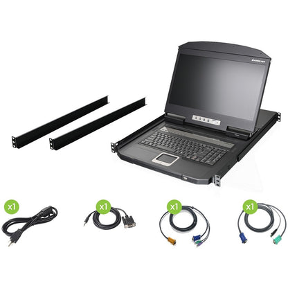 Commutateur KVM LCD 8 ports à faible profondeur et écran large 18,5" IOGEAR (conforme TAA) GCL1908W
