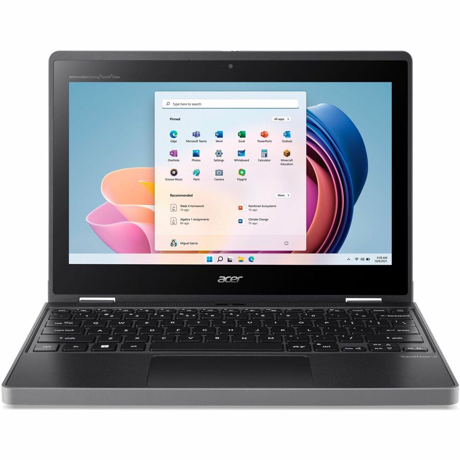 Acer TravelMate Spin B3 B311R-33 TMB311R-33-C872 Ordinateur portable convertible 2 en 1 à écran tactile 11,6" - WXGA - Intel N100 - 8 Go - Mémoire flash 128 Go - Clavier anglais - Noir NX.VYNAA.001
