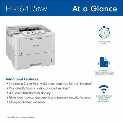 Imprimante laser sans fil de bureau Brother HL HL-L6415DW - Monochrome HL-L6415DW