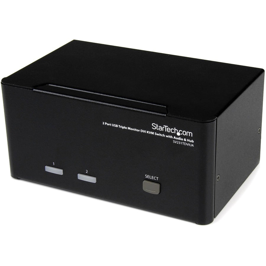 StarTech.com Commutateur KVM USB DVI à 2 ports pour trois écrans avec audio et hub USB 2.0 SV231TDVIUA
