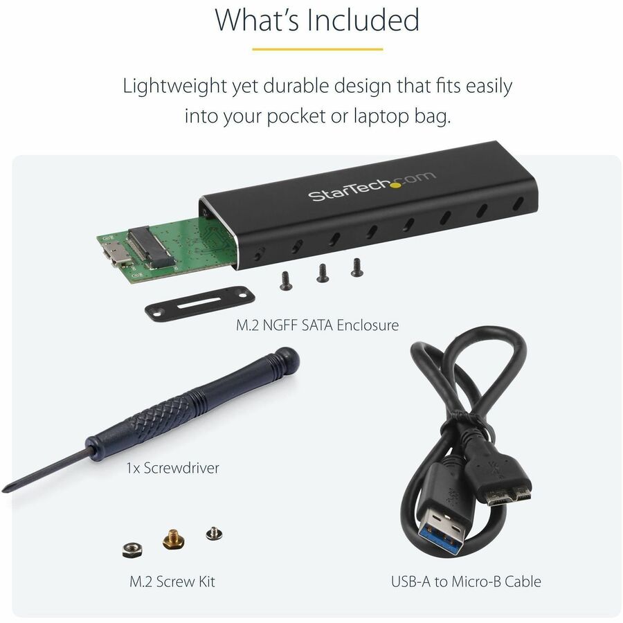 Boîtier SSD M.2 StarTech.com pour SSD M.2 SATA - USB 3.0 (5 Gbit/s) avec UASP - Boîtier SSD M.2 externe - Aluminium SM2NGFFMBU33