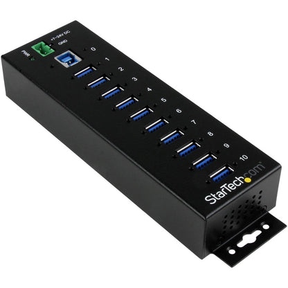 StarTech.com Hub USB 3.0 industriel à 10 ports - Protection contre les décharges électrostatiques et les surtensions - Boîtier métallique montable sur rail DIN ou en surface ST1030USBM