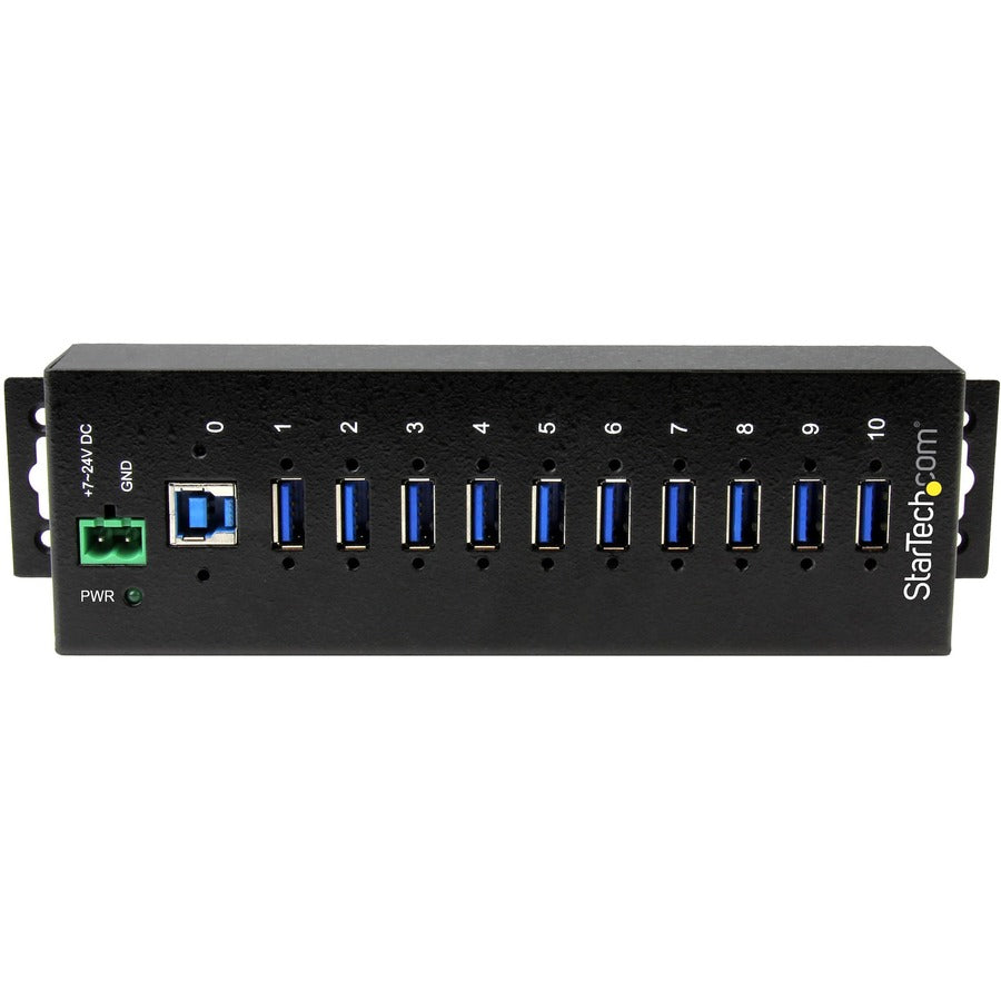 StarTech.com Hub USB 3.0 industriel à 10 ports - Protection contre les décharges électrostatiques et les surtensions - Boîtier métallique montable sur rail DIN ou en surface ST1030USBM