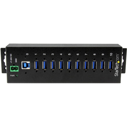 StarTech.com Hub USB 3.0 industriel à 10 ports - Protection contre les décharges électrostatiques et les surtensions - Boîtier métallique montable sur rail DIN ou en surface ST1030USBM