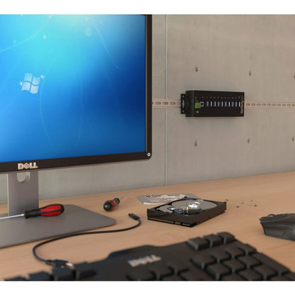 StarTech.com Hub USB 3.0 industriel à 10 ports - Protection contre les décharges électrostatiques et les surtensions - Boîtier métallique montable sur rail DIN ou en surface ST1030USBM