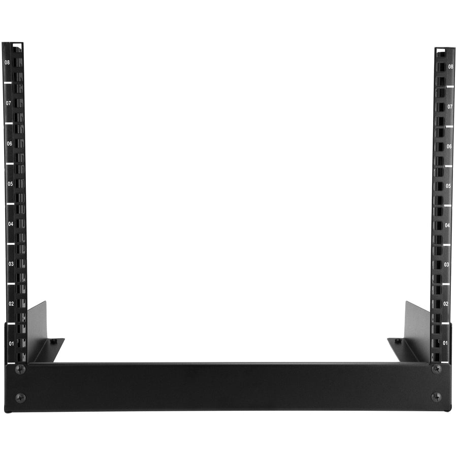 StarTech.com Rack de serveur de bureau 8U à 2 montants, rack d'ordinateur à cadre ouvert de 48,3 cm, petit rack pour la maison/le bureau pour équipement AV/studio/données/informatique RK8OD