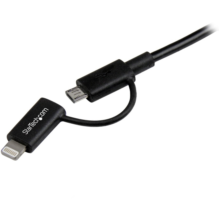 StarTech.com Câble combiné Apple Lightning 8 broches ou Micro USB vers USB de 1 m (3 pi) noir pour iPhone/iPod/iPad LTUB1MBK
