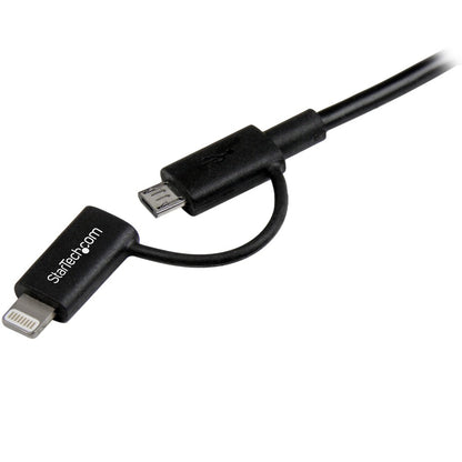 StarTech.com Câble combiné Apple Lightning 8 broches ou Micro USB vers USB de 1 m (3 pi) noir pour iPhone/iPod/iPad LTUB1MBK