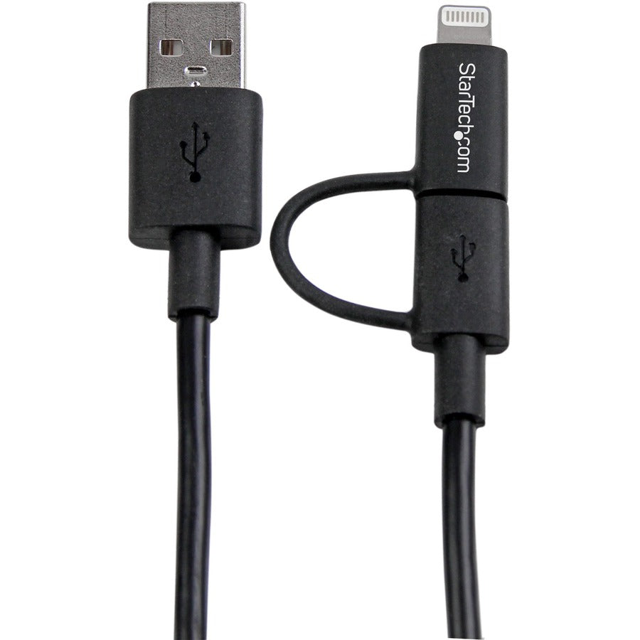 StarTech.com Câble combiné Apple Lightning 8 broches ou Micro USB vers USB de 1 m (3 pi) noir pour iPhone/iPod/iPad LTUB1MBK