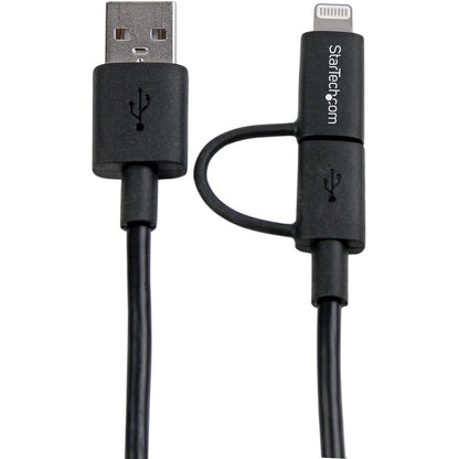 StarTech.com Câble combiné Apple Lightning 8 broches ou Micro USB vers USB de 1 m (3 pi) noir pour iPhone/iPod/iPad LTUB1MBK