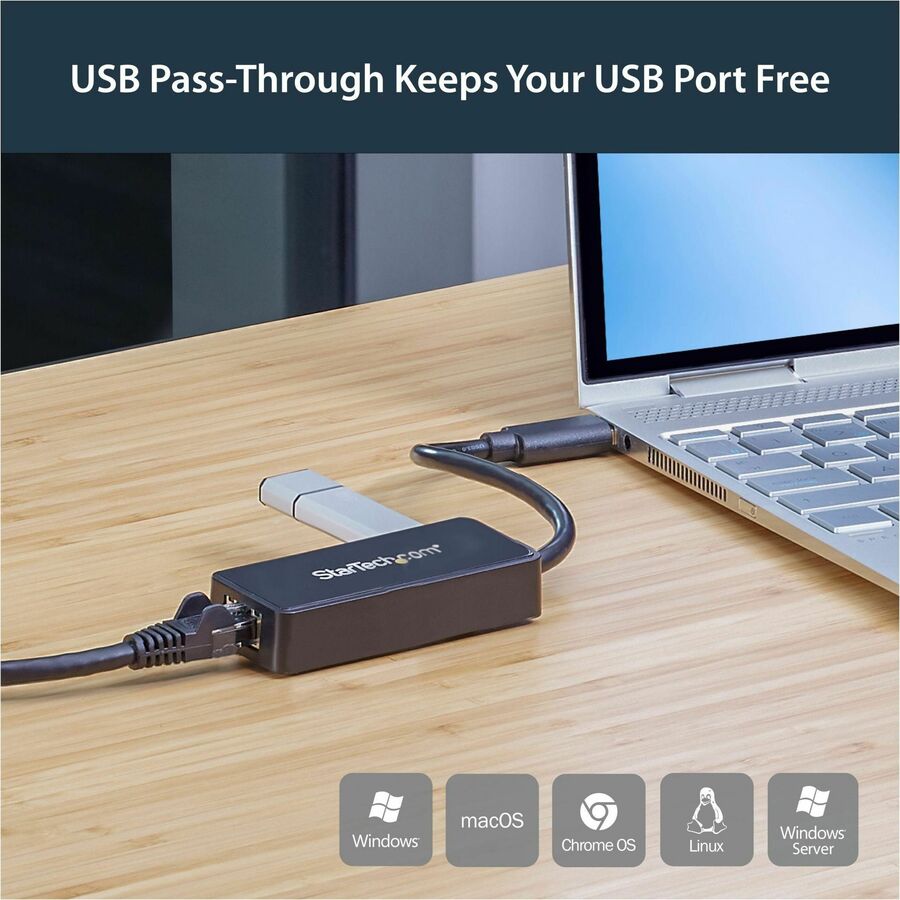 Adaptateur réseau StarTech.com USB 3.0 vers Gigabit Ethernet avec port USB - Noir USB31000SPTB
