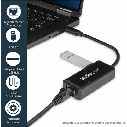 Adaptateur réseau StarTech.com USB 3.0 vers Gigabit Ethernet avec port USB - Noir USB31000SPTB