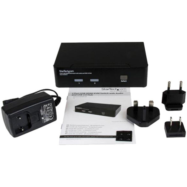 Commutateur KVM USB HDMI à 2 ports StarTech.com avec audio et hub USB 2.0 SV231HDMIUA