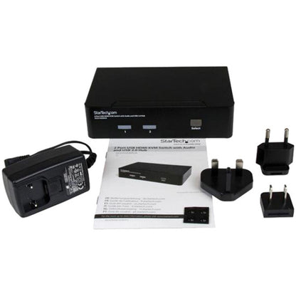 Commutateur KVM USB HDMI à 2 ports StarTech.com avec audio et hub USB 2.0 SV231HDMIUA
