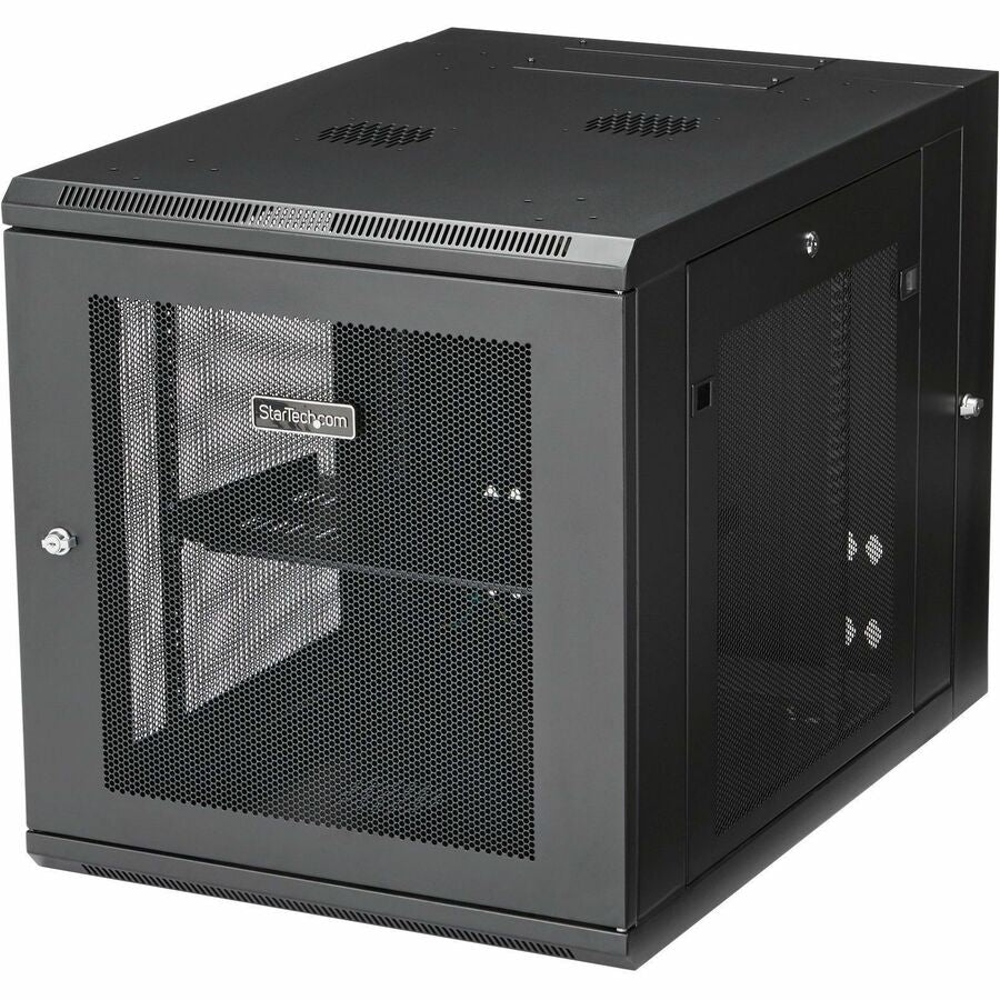 StarTech.com Armoire réseau murale 12U 19" - Boîtier de salle serveur ventilé à charnières de 24" de profondeur, rack d'équipement informatique flexible verrouillable avec étagère RK1232WALHM