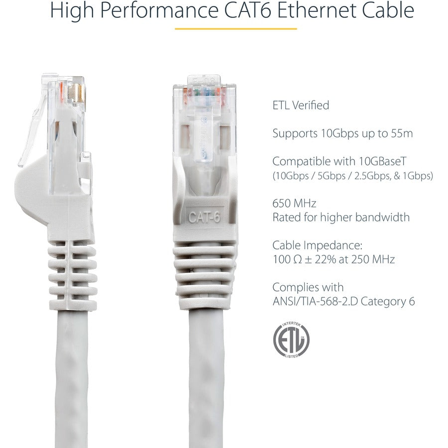 Câble Ethernet CAT6 StarTech.com de 1,5 m - Gigabit sans accroc - 100 W PoE UTP 650 MHz - Cordon de raccordement de catégorie 6 - Câblage certifié UL/TIA N6PATCH5GR