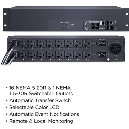PDU ATS avec compteur CyberPower PDU44003 PDU 17 prises PDU44003