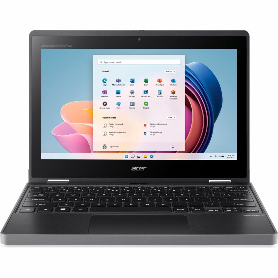 Acer TravelMate Spin B3 B311RN-33 TMB311RN-33-C0JS Ordinateur portable convertible 2 en 1 à écran tactile 11,6" - WXGA - Intel N100 - 4 Go - Mémoire flash 128 Go - Clavier anglais - Noir NX.VZ3AA.002