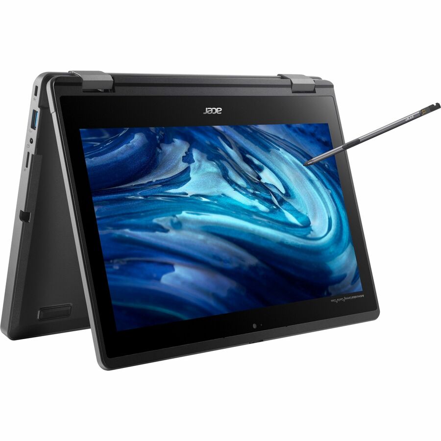 Acer TravelMate Spin B3 B311RN-33 TMB311RN-33-C0JS Ordinateur portable convertible 2 en 1 à écran tactile 11,6" - WXGA - Intel N100 - 4 Go - Mémoire flash 128 Go - Clavier anglais - Noir NX.VZ3AA.002