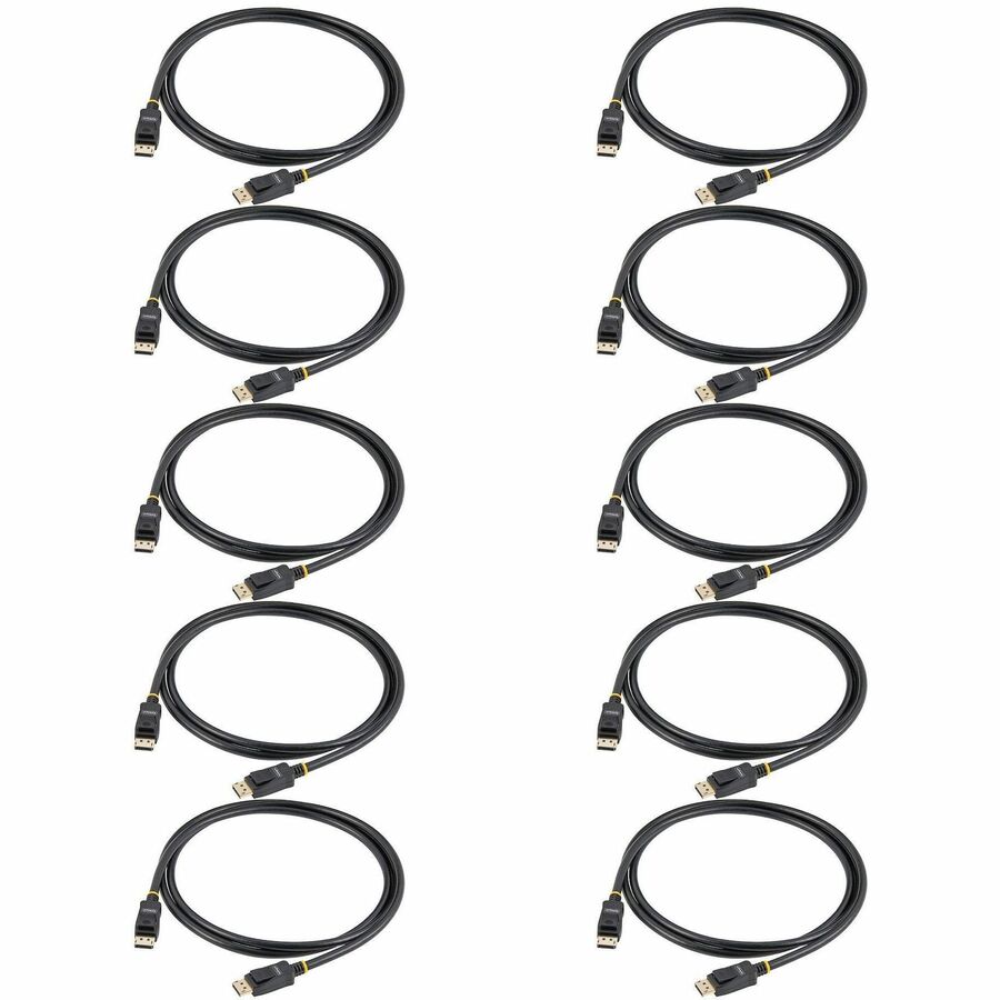 Câble DisplayPort certifié VESA de 3 m (10 pi) de StarTech.com - Lot de 10 - Câble DisplayPort 1.2 avec loquets, 4K 60 Hz UHD - Connecteurs DP verrouillables DISPLPORT10L10PK