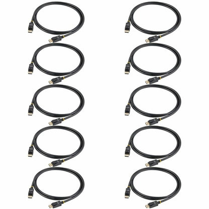 Câble DisplayPort certifié VESA de 3 m (10 pi) de StarTech.com - Lot de 10 - Câble DisplayPort 1.2 avec loquets, 4K 60 Hz UHD - Connecteurs DP verrouillables DISPLPORT10L10PK