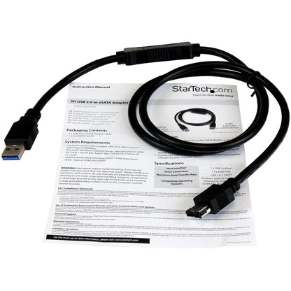Câble adaptateur USB 3.0 vers eSATA HDD/SSD/ODD StarTech.com - 0,9 m Câble adaptateur eSATA pour disque dur vers USB 3.0 - SATA 6 Gbit/s USB3S2ESATA3