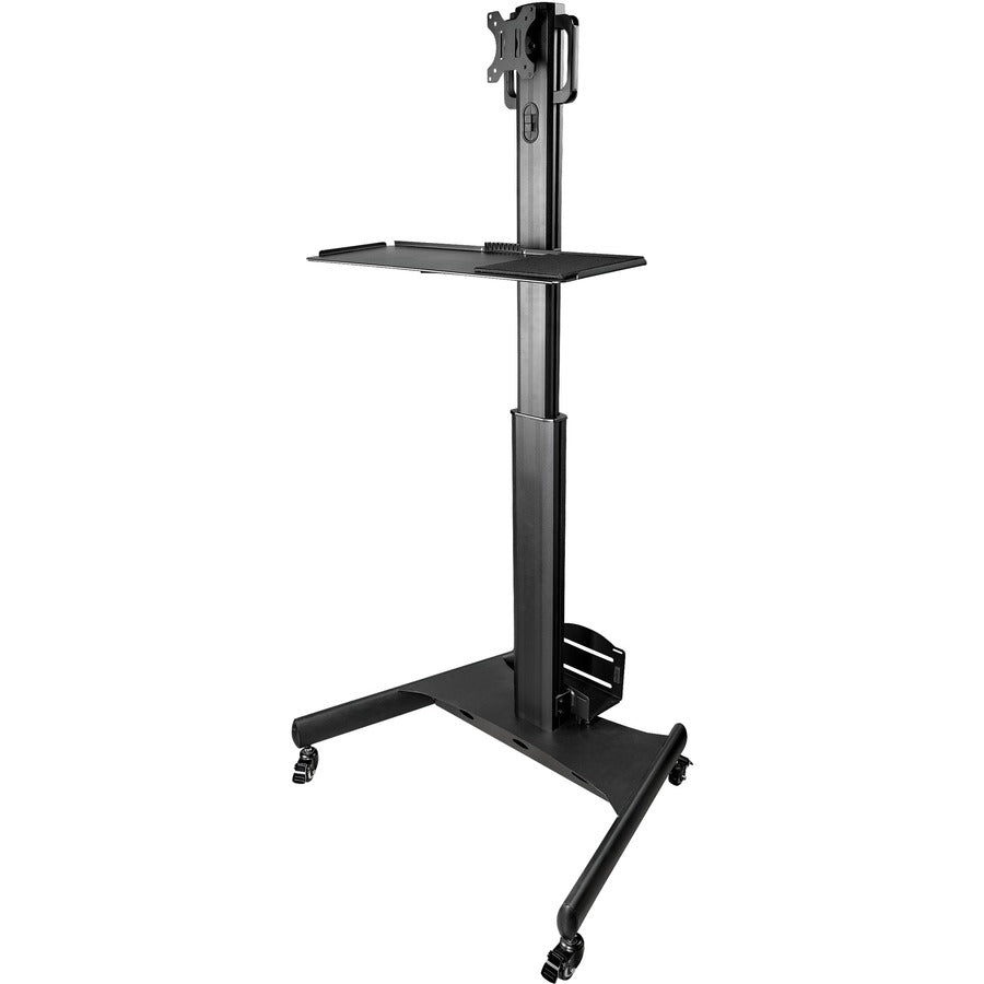 StarTech.com Mobile Standing Workstation with Monitor Mount, CPU/PC Holder, Height Adjustable Desktop Computer Cart, Standing Workstation WKSTNCART